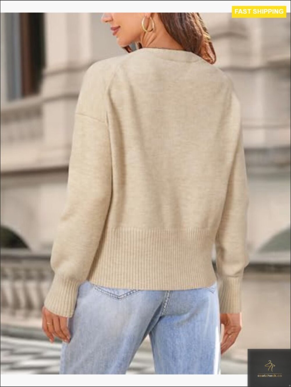 Lightweight Wool Blend Cardigan Chunky V-Neck Button Down Business Casual - Picture 6 of 6